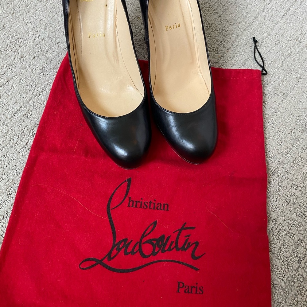 Black Christian Louboutin Leather Heels AND Bag